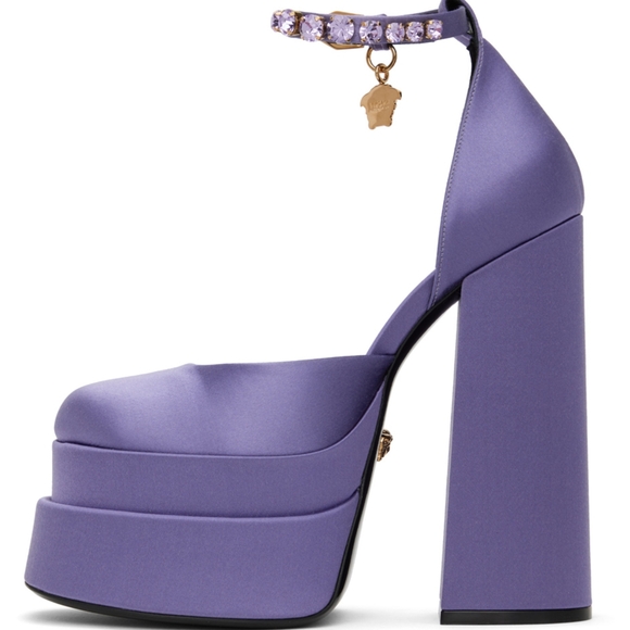 NWT VERSACE Medusa Aevitas embellished satin platform pumps - Picture 4 of 4